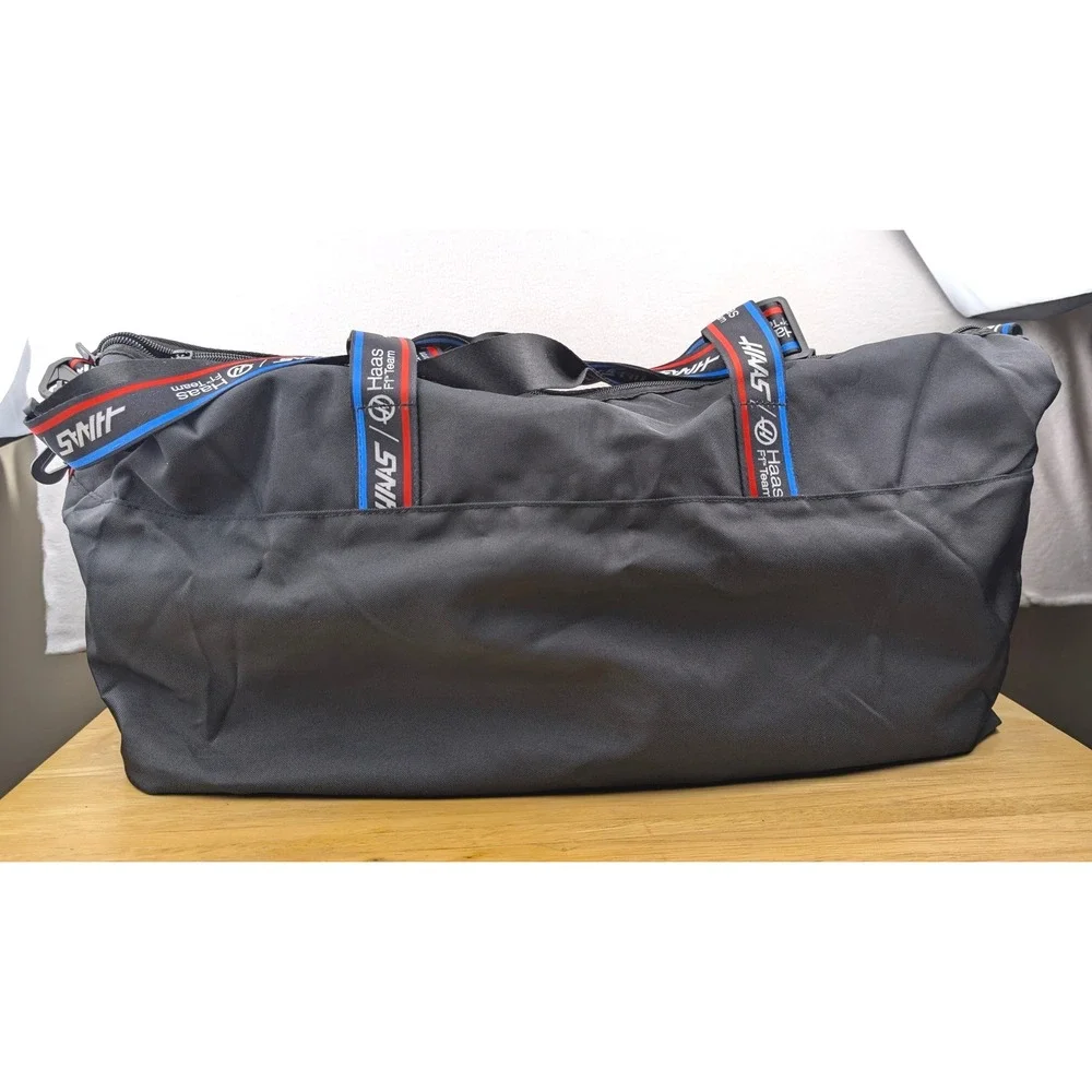 Haas F1 Team Duffel Bag Black Racing Travel Gym Bag with Shoulder Strap